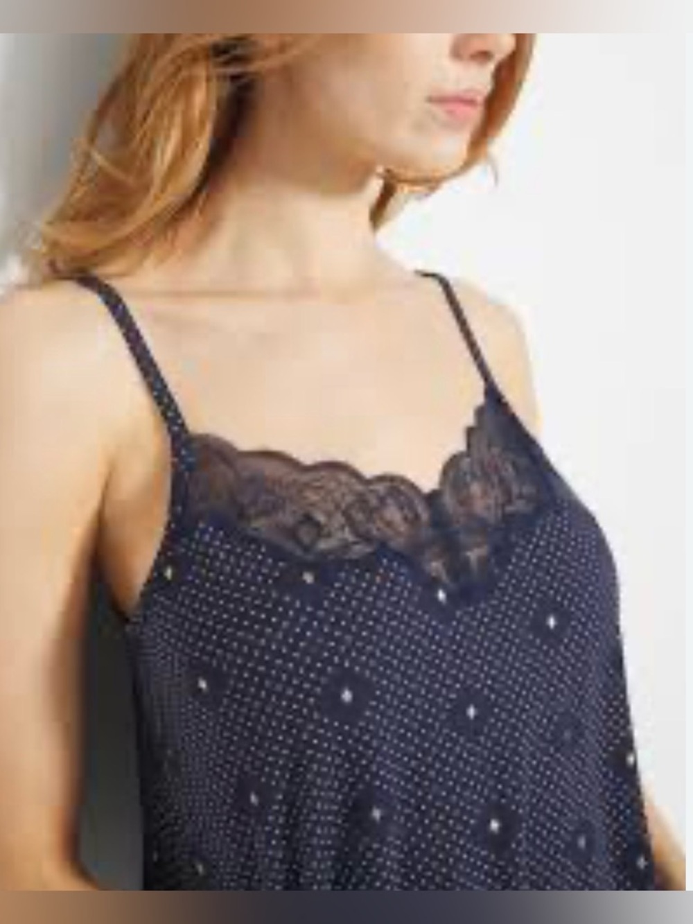 Soma Navy Lace-Trim Polka Dot sleep Cami size small